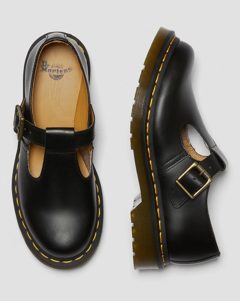 Zapatos Mary Jane Dr Martens Polley Smooth Cuero Mary Janes Mujer Negros | MX 454QMA